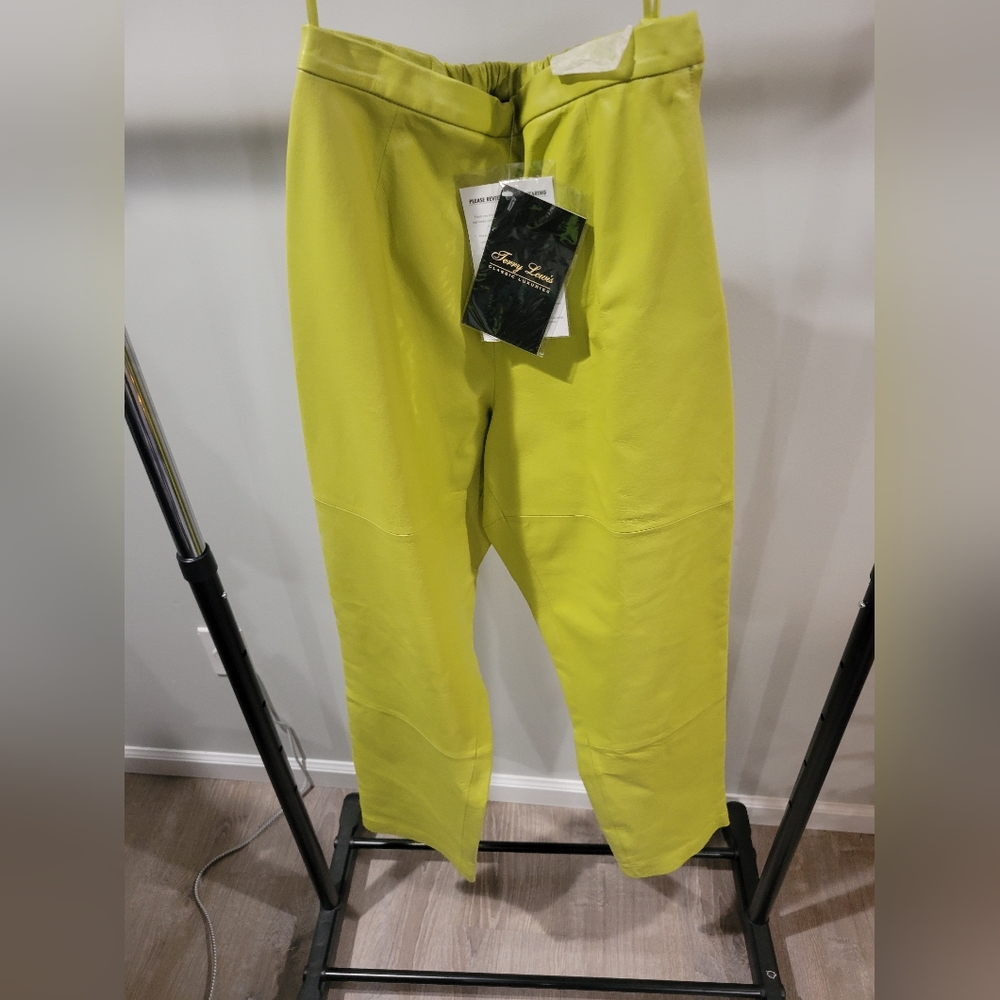 Lime green leather pants size medium